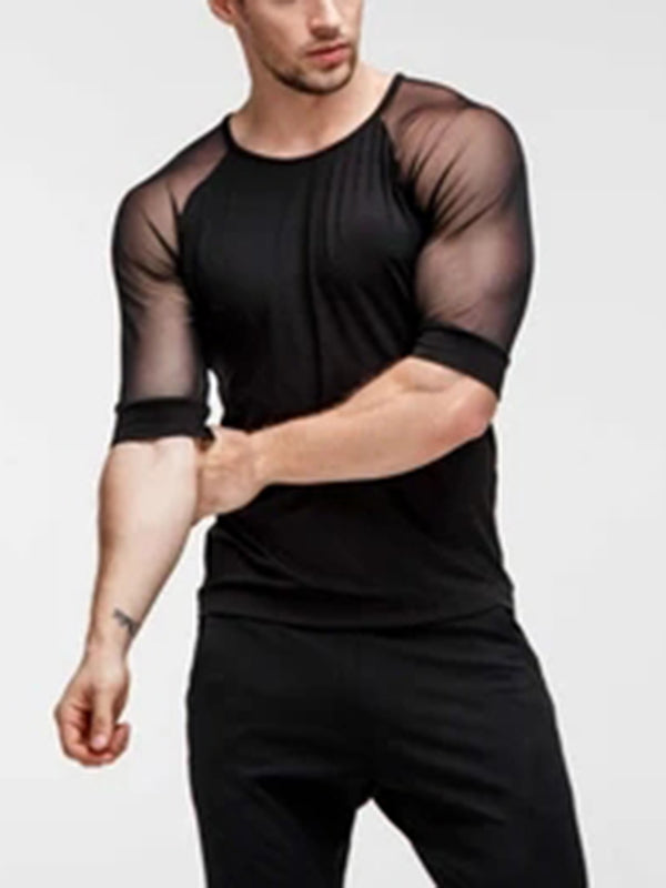 Mens See Through Mesh Short Sleeve Slim Fit T-Shirts SKUE64719