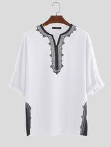 Mens Ethnic  V Neck Soft 3/4 Sleeve T-Shirts SKUC20639