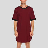 Men's Patchwork V-neck Short Sleeve Robe SKUF36877