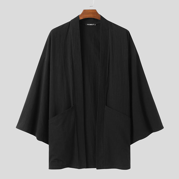 Mens Long Sleeve Cotton Linen Baggy Cardigan Jacket SKUG10084 – INCERUNMEN