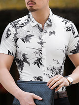 Mens Chinese Style Porcelain Floral Printed Casual Shirt SKUB34784